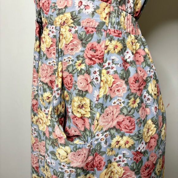 Vintage 80s Floral Cottagecore Short Sleeve Blousey A Line Midi Dress - Picture 3 of 10